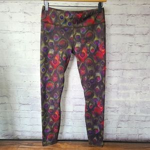 Fabletics Powerhold High-Waisted Legging Olive Green Peacock Print Small